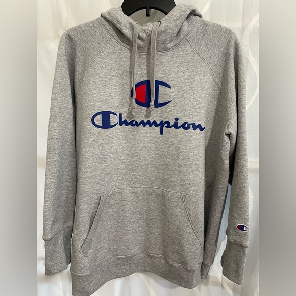 Gray Fleece lined Champion Authentic Athleticwear Hooded Sweatshirt - Picture 2 of 5